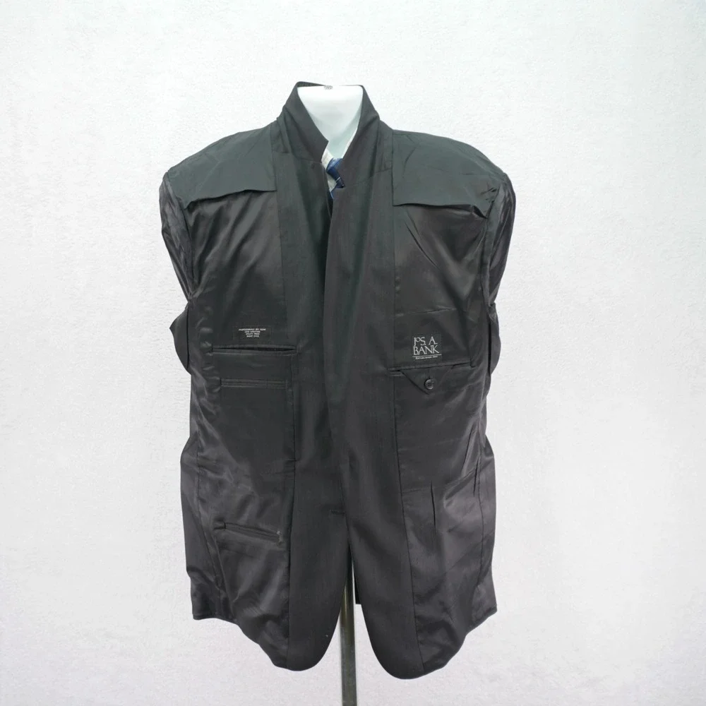 Jos A Bank Wool Charcoal Gray‎ Birdseye Blazer 44L / Slim Fit 46L